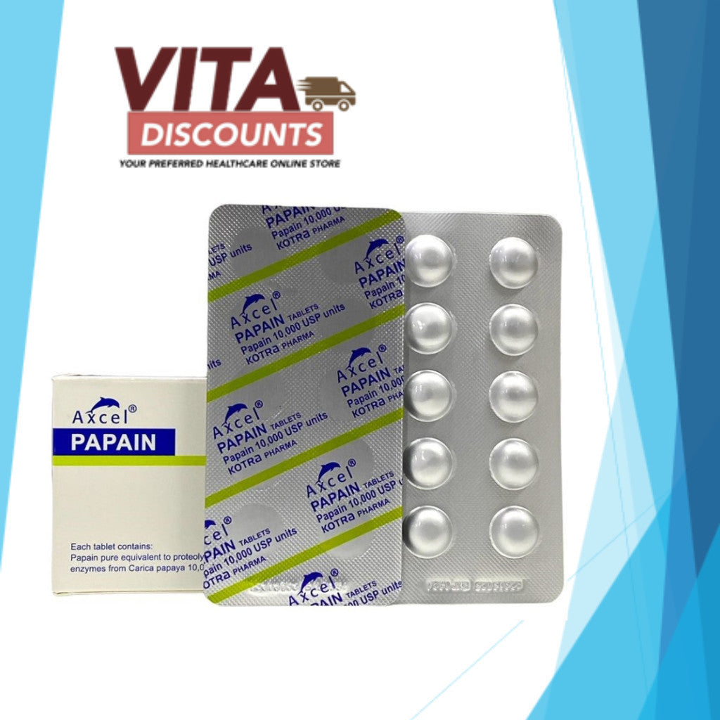 Axcel Papain 10000 Usp Units Tabs One Strip (10's)