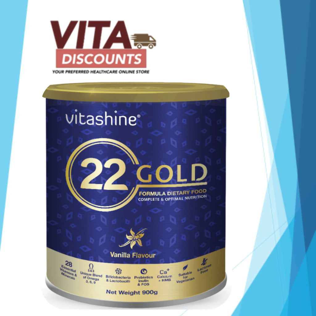 Vitashine 22 Gold Formula Dietary Food Vanilla Powder (900g) [Exp 08/2027]  [Extra 2 Gift]