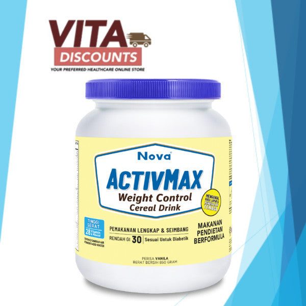 Nova Activmax Weight Control Cereal Drink Vanila (850g) [Exp 03/2027]  [Extra 1 Gift]