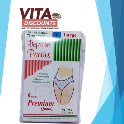 Pan-Mate Disposable Briefs/Panties - Size M/L/XL/XXL (6's)