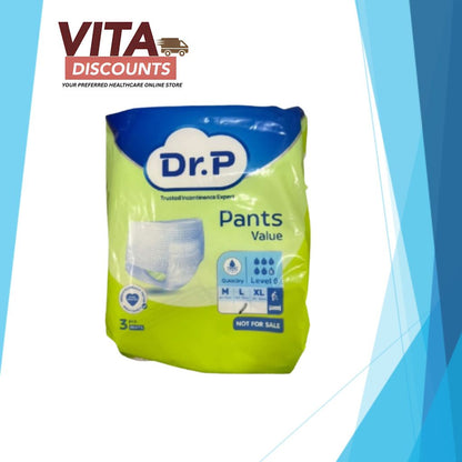 Dr.P Pants Value Adult Diapers Size L Sample Pack (3's)