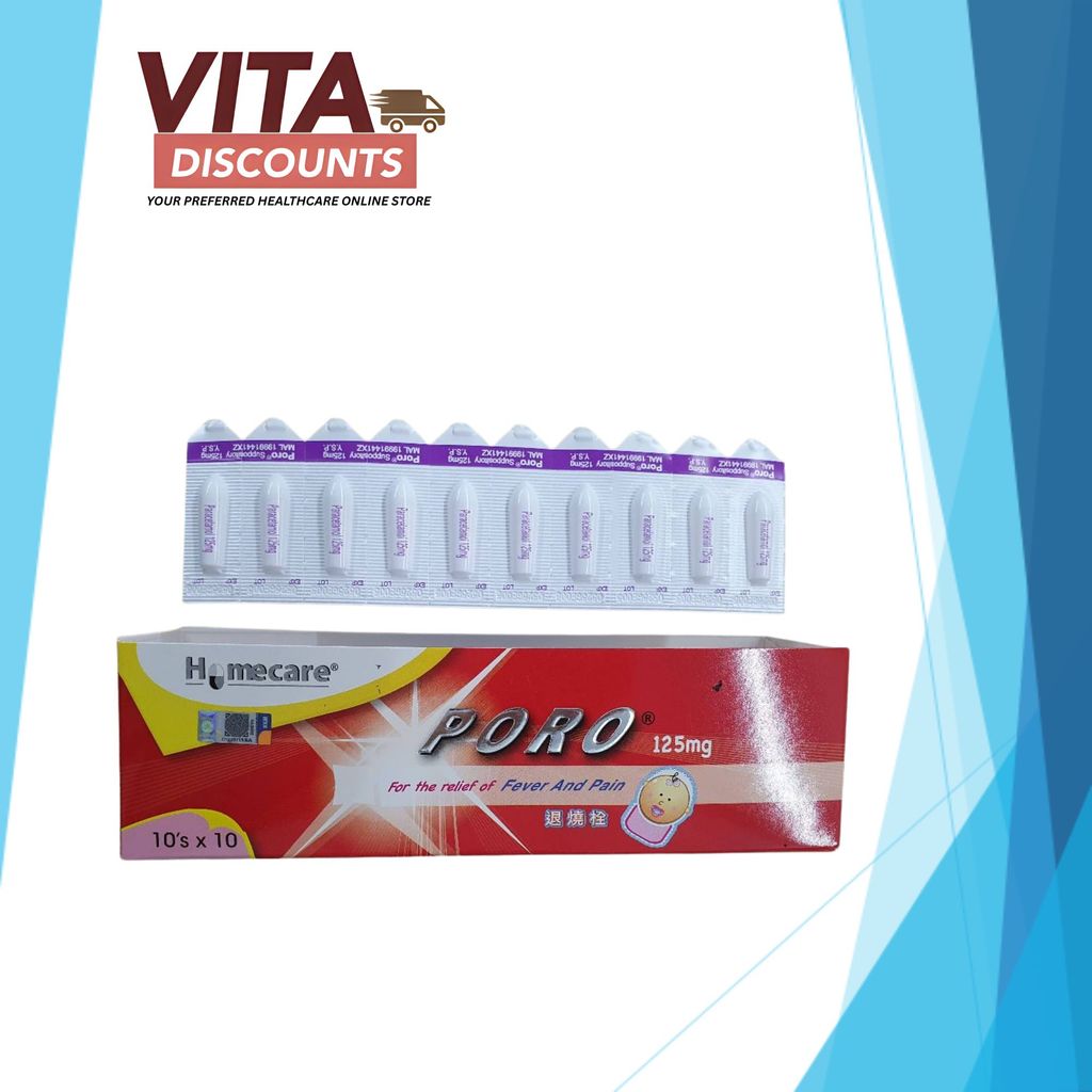 Poro 125mg Suppository One Strip (10's) [Exp 12/2026]