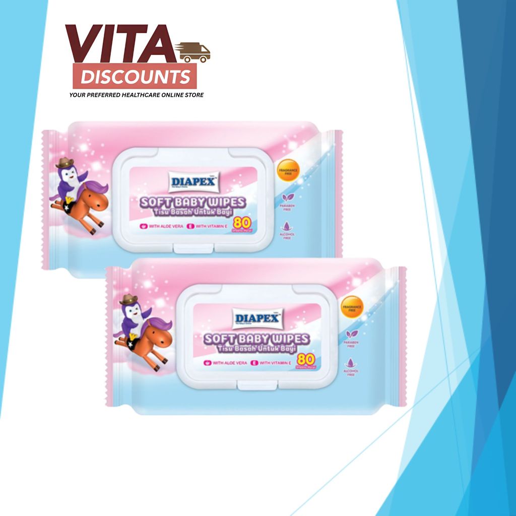 Diapex Soft Baby Wipes (20 x 15cm x 80's x 2 Pack)