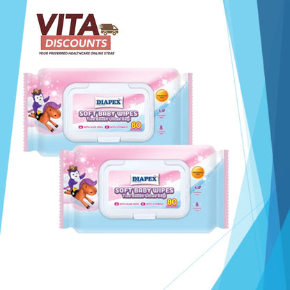 Diapex Soft Baby Wipes (20 x 15cm x 80's x 2 Pack)