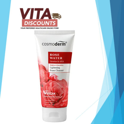 Cosmoderm Rose Water Licorice & Aha Lightening Foam Cleanser (100ml) [Exp 09/2027]