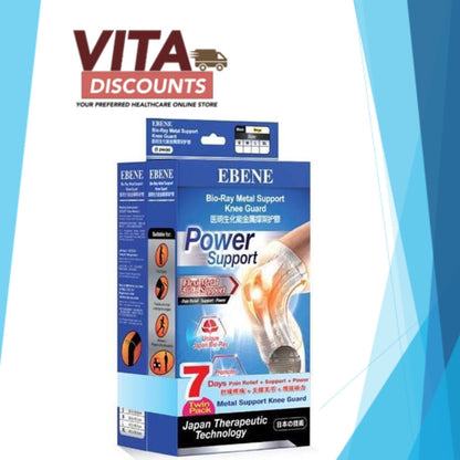 Ebene Bio-Ray Metal Support Knee Guard Beige S / M / L / Xl Pack-Of-2 [Twin Pack]