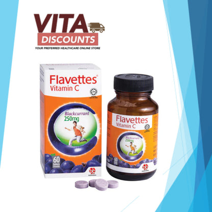 Flavettes Vitamin C 250mg Ctabs Blackcurrant (60's/100's)