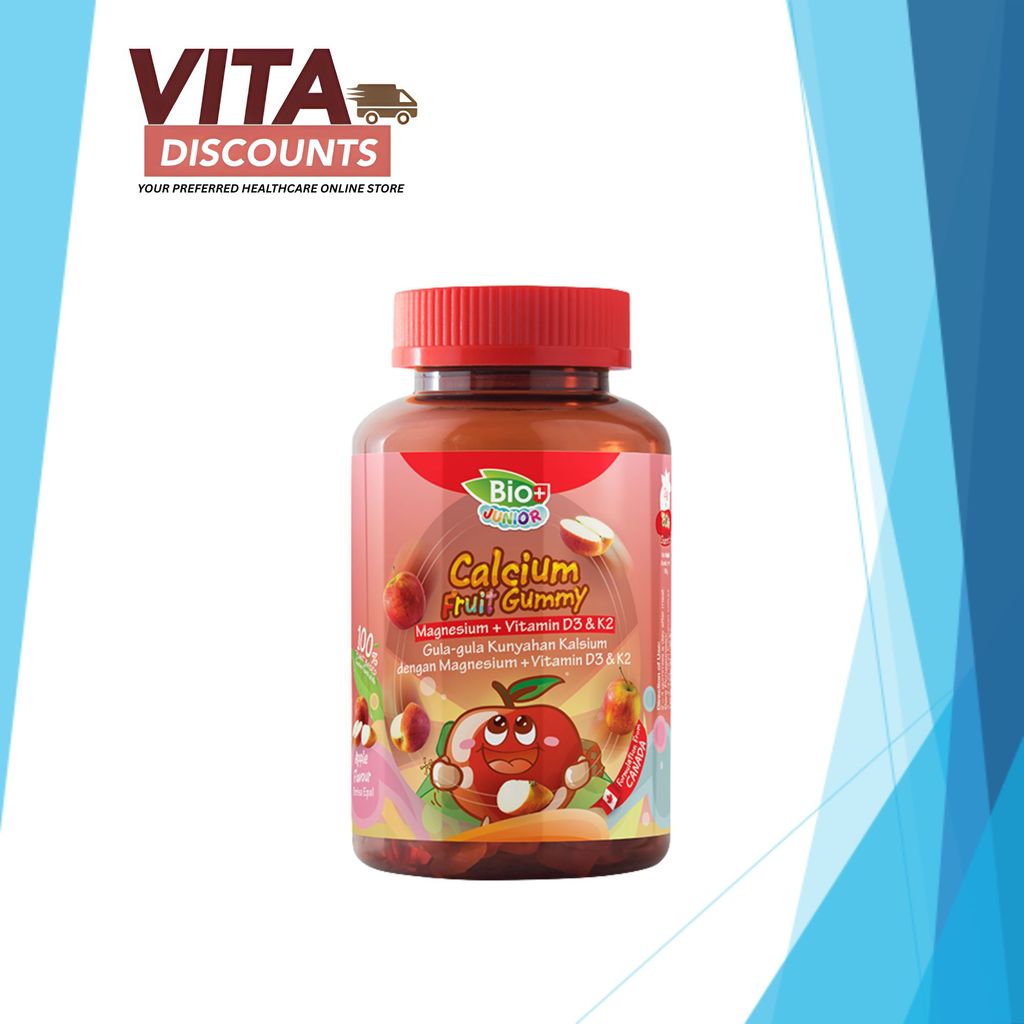 Bio+ Junior Calcium Fruit Gummy Magnesium + Vitamin D3 & K2 Gummies (80's) [Exp 03/2027]