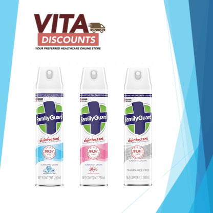 Family Guard Disinfectant Aerosol - Fragrance Free/Mountain Air/Fresh Floral (280ml)