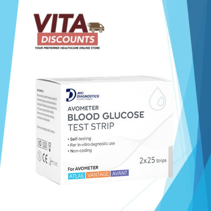 Avo Diagnostics Blood Glucose Test Strips (25's) Pack-Of-2 [Pack 50S]