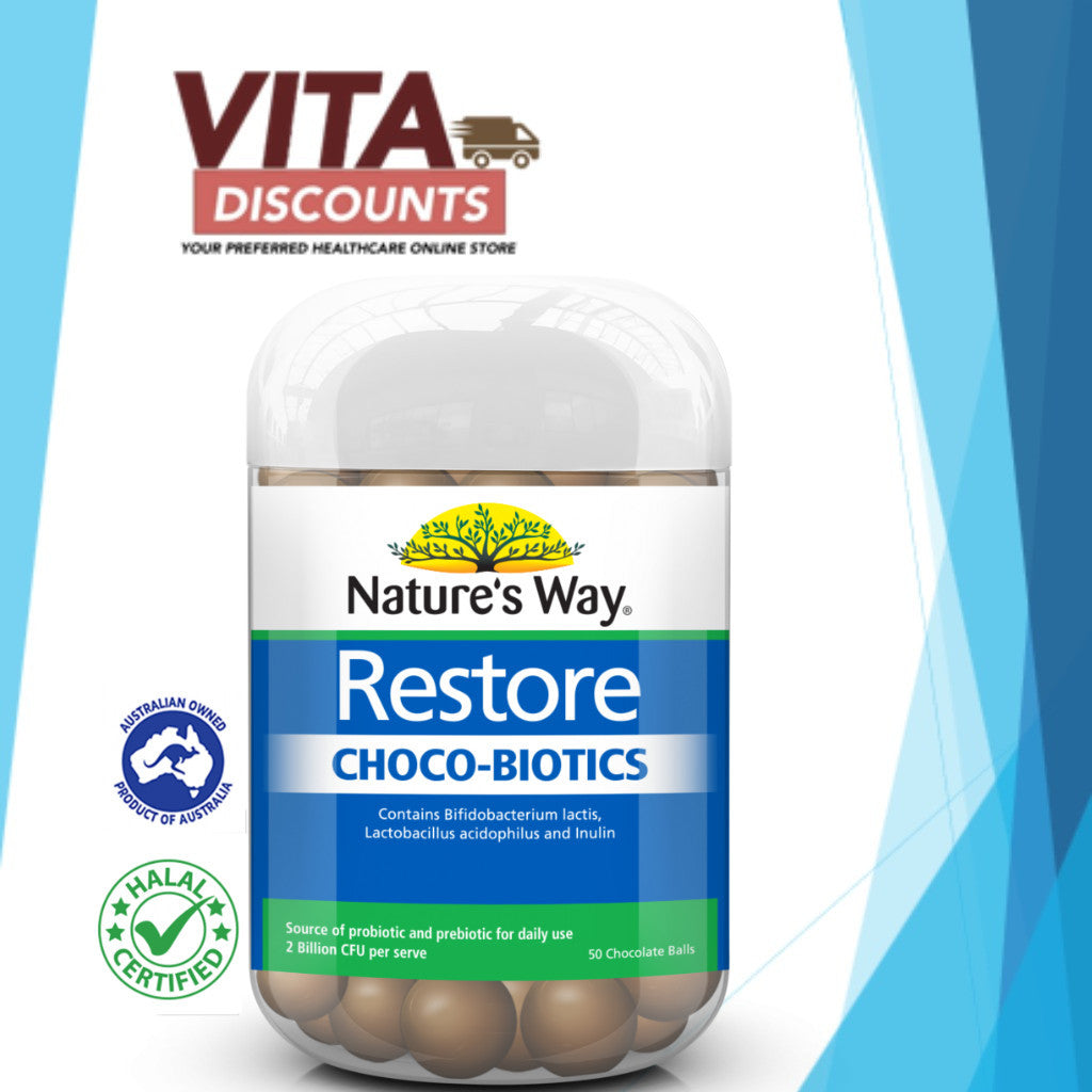 Nature's Way Restore Choco-Biotics 2 Billions Cfu Chocolate Balls (50's) [Exp 07/2027]