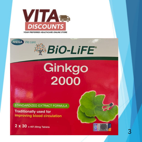 Bio-Life Ginkgo 2000 Tabs Small Pack (30's x 2 Pack) [Exp 02/2028]