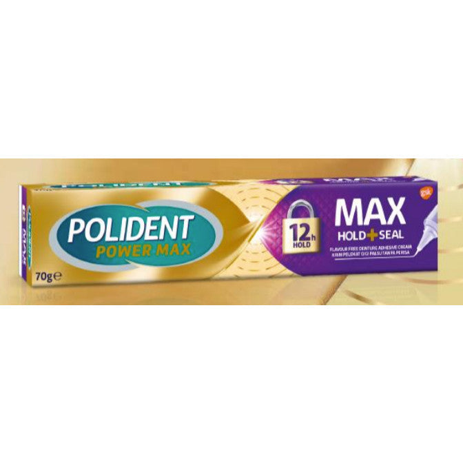 Polident Power Max Hold+Seal Flavour Free (40g/70g) [Exp 03/2027]