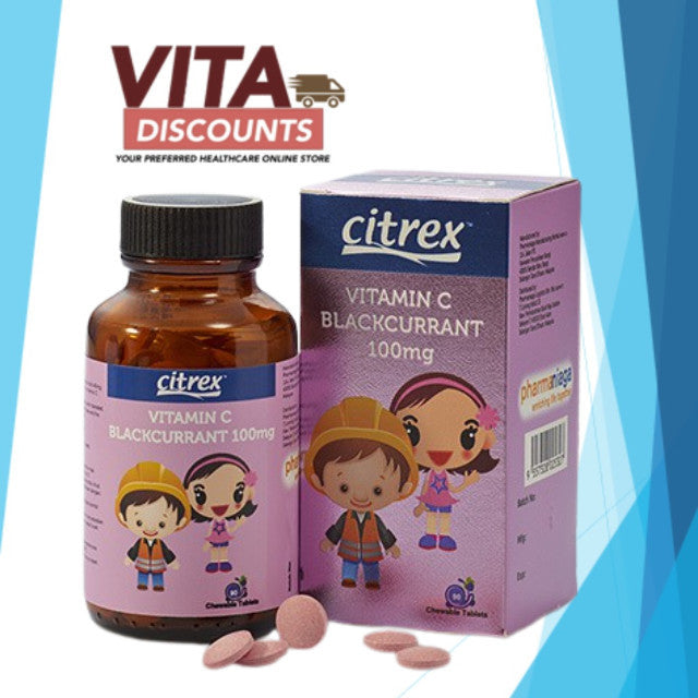 Citrex Vitamin C 100mg Ctabs Blackcurrant For Kids (90's x 1/2/3 Pack)