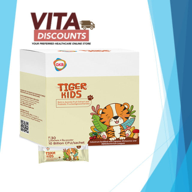 Gkb Tiger Kids Mixed Colostrum Powder With Tiger Milk Mushroom And Probiotic 10B Cfu (2g) (30's) [Exp 02/2027]