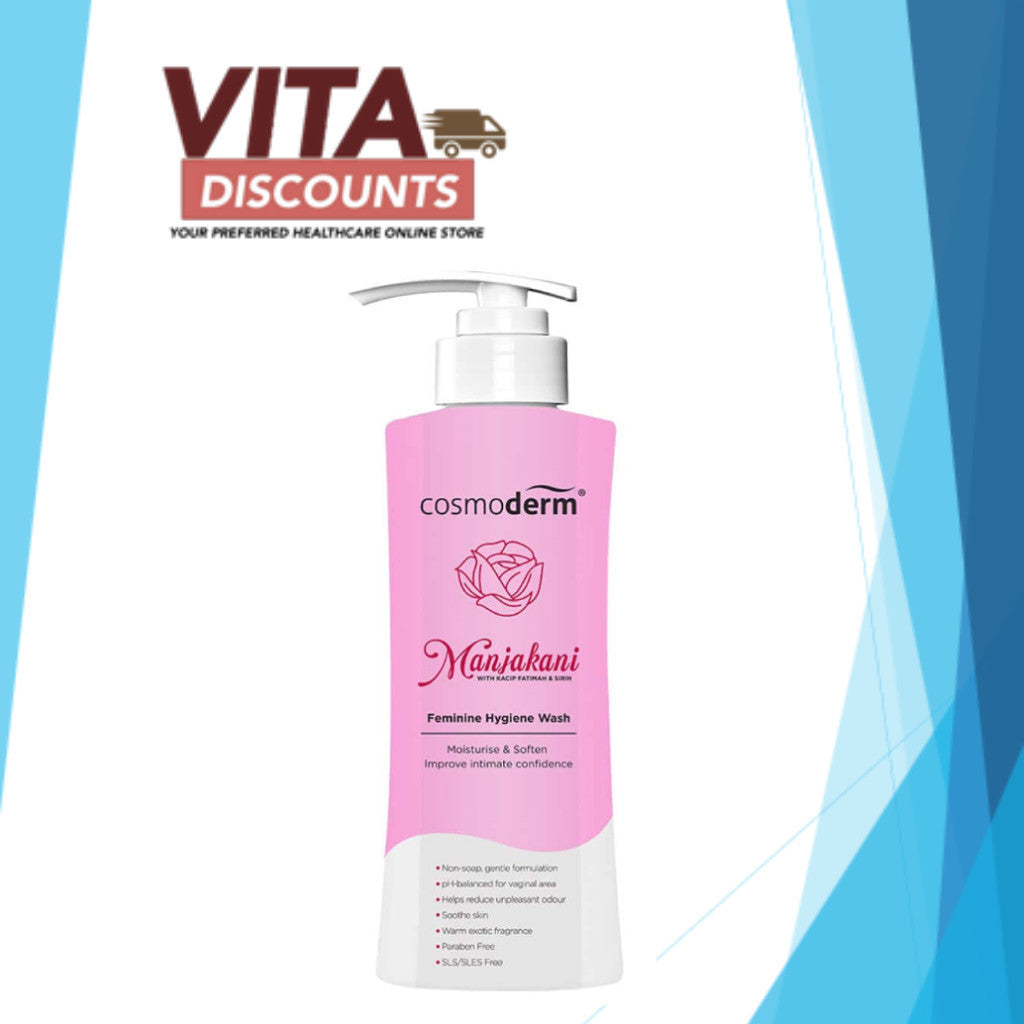 Cosmoderm Manjakani Feminine Hygiene Wash (375ml) [Exp 07/2028]