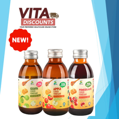 Surya Cider Vinegar With Natural Honey Small Bottle - Apple/Guava/Pomegranate (150ml)