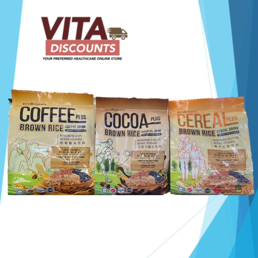 Ecobrown's Plus Brown Rice - Cereal (336g)/Coffee (360g)/Cocoa Drink (420g) [Exp 04/2027]