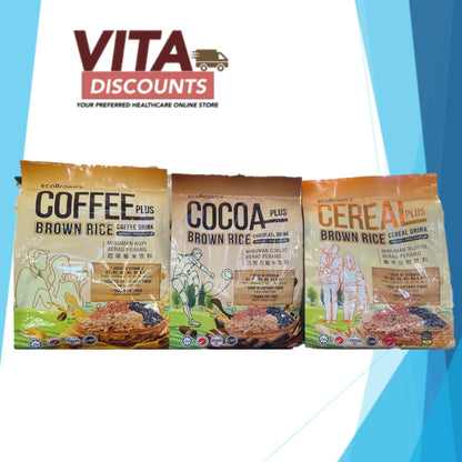 Ecobrown's Plus Brown Rice - Cereal (336g)/Coffee (360g)/Cocoa Drink (420g) [Exp 04/2027]