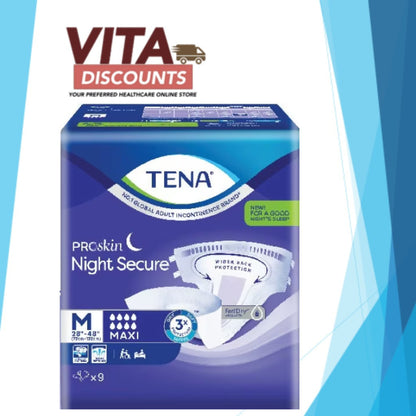 Tena Night Secure Maxi Adult Diapers - Size M/L (1 Pack x 8's/9's)