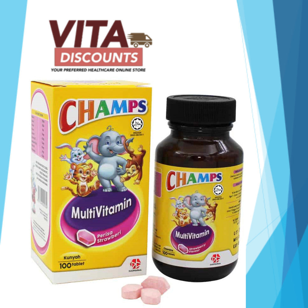Champs Multivitamin Tabs Strawberry (100's x 1/2 Pack) [Exp 03/2028]