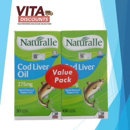 Naturalle Cod Liver Oil 275mg Sgcaps (100 + 30's)