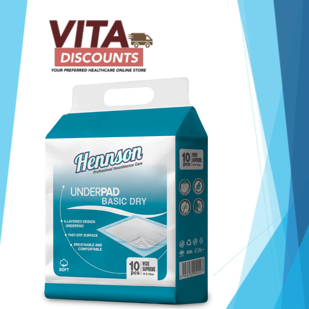 Hennson Underpad Basic Dry (75 x 75cm x 10's)