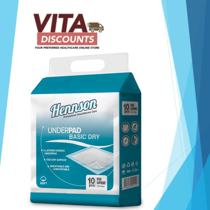 Hennson Underpad Basic Dry (75 x 75cm x 10's)