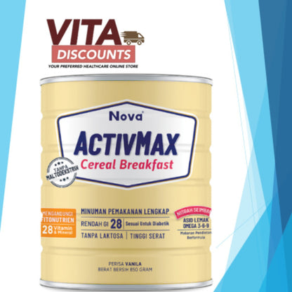Nova Activmax Cereal Breakfast Powder Vanila (850g) [Extra 1 Gift]