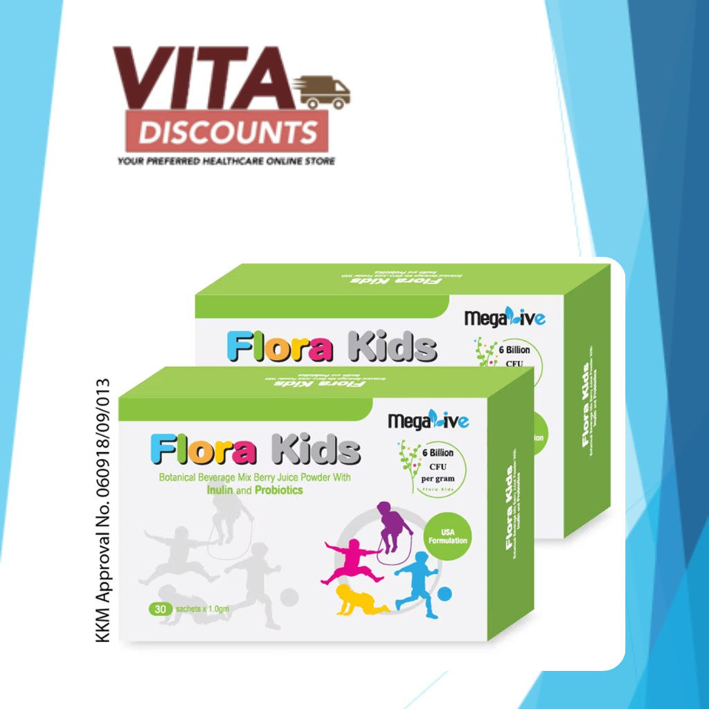 Megalive Flora Kids Sacs (30's) Pack-Of-2 [Exp 04/2027]  [Extra 2 Gift]
