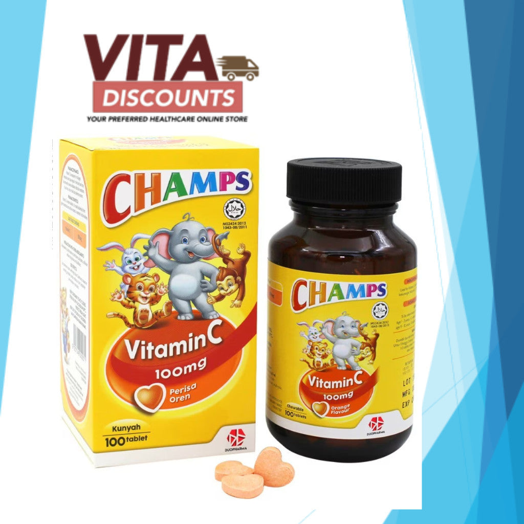 Champs Vitamin C 100mg Tabs Orange (100's x 1/2/3 Pack) [Exp 07/2028]