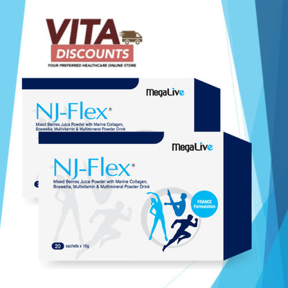 Megalive Nj-Flex Powder (10g) (20's) Pack-Of-2 [Exp 03/2028]  [Extra 2 Gift]