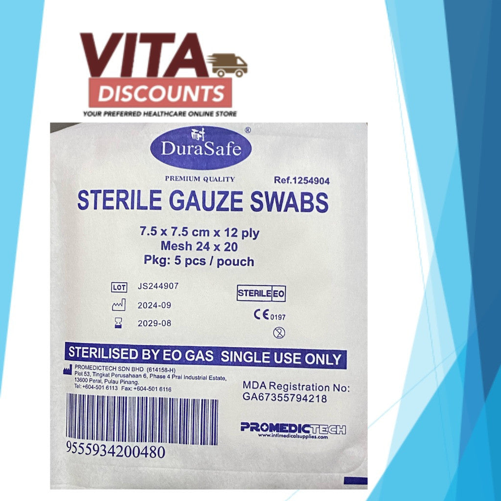 Durasafe Sterile Gauze Swabs 5X5cm / 7.5X7.5cm / 10X10cm One Small Pack (5's)