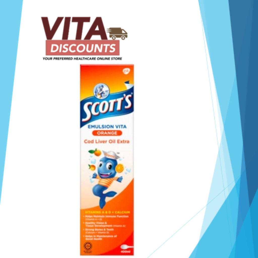 Scott's Emulsion Cod Liver Oil Extra Big Size - Original/Orange (400ml x 1/2 Pack) [Exp 05/2027]