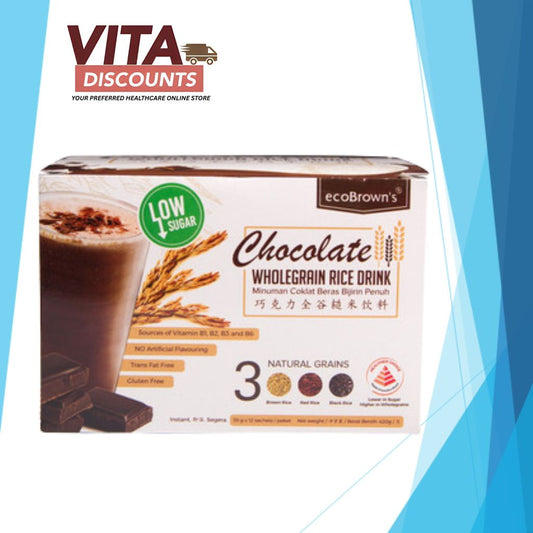 Ecobrown's Wholegrain Rice Beverage Chocolate Low Sugar (35g x 10's)