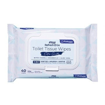 Alcosm Refresh+Go Toilet Tissue Wipes (40's x 1/3 Pack)