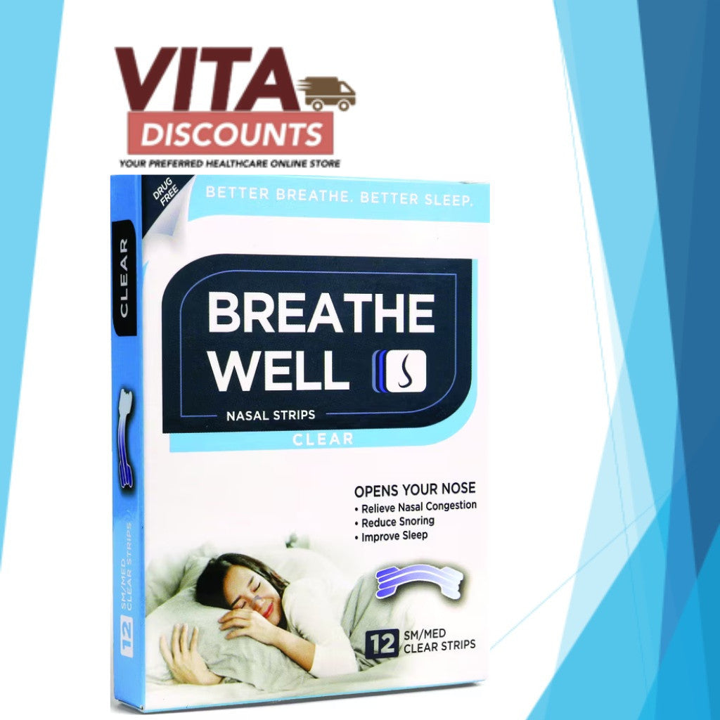 Breathe Well Nasal Strips - Original/Clear (12's) [Exp 02/2028]