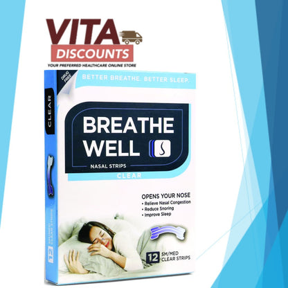 Breathe Well Nasal Strips - Original/Clear (12's) [Exp 02/2028]