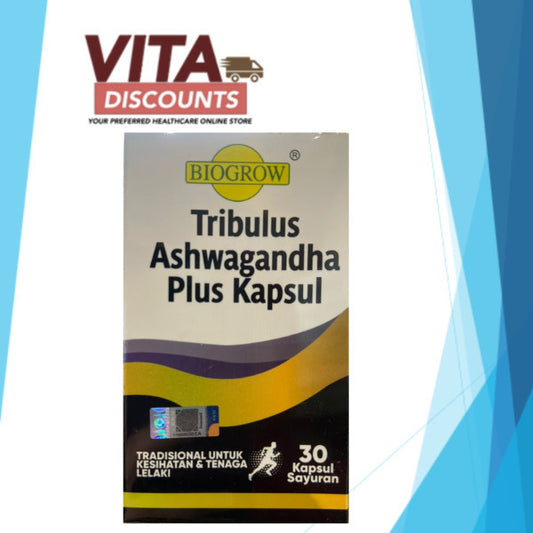 Biogrow Tribulus Ashwagandha Plus Kapsul Vcaps (30's) [Exp 10/2027]