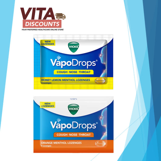 Vicks Vapodrops Lozenges - Honey Lemon/Berry/Orange Menthol (6's)