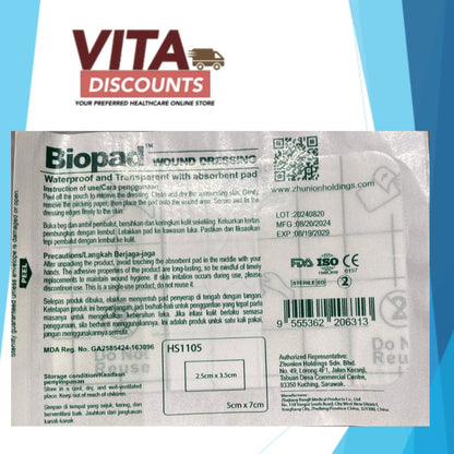 Biopad Wound Dressing (5/6/9 x 7/10/15/20/25cm x 1's)