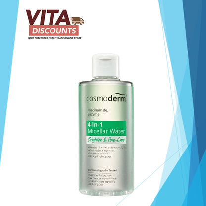 Cosmoderm 4 In 1 Micellar Water Brighten & Pore-Care (300ml) [Exp 05/2028]