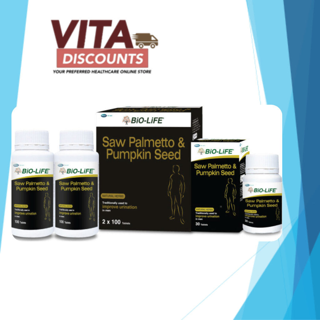 Bio-Life Saw Palmetto & Pumpkin Seed Tabs (100's x 2 Pack + 30's) [Exp 09/2027]