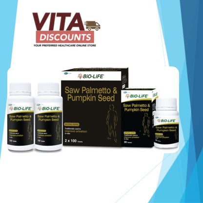 Bio-Life Saw Palmetto & Pumpkin Seed Tabs (100's x 2 Pack + 30's) [Exp 09/2027]