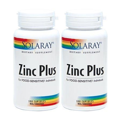 Solaray Zinc Plus Caps (100's x 2 Pack) [Exp 02/2027]