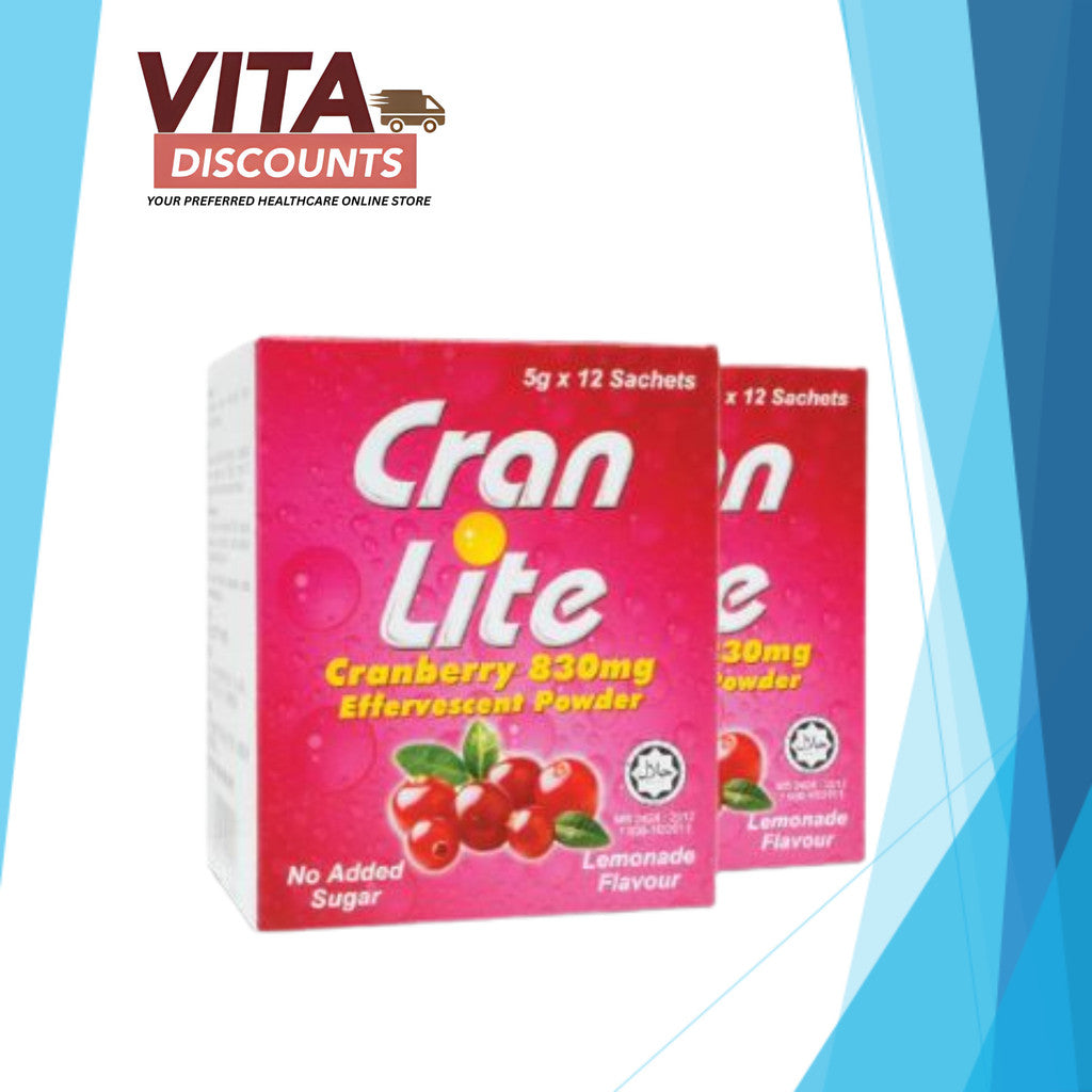 Cran Lite Cranberry Effervescent Granules (5g x 12's) [Exp 09/2027]