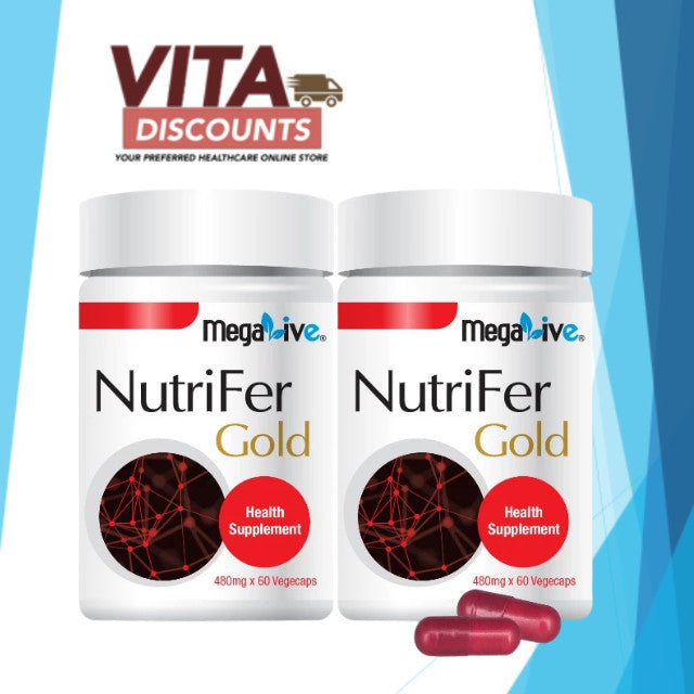 Megalive Nutrifer Gold Vcaps (60's) Pack-Of-2 [Exp 03/2028]  [Extra 2 Gift]