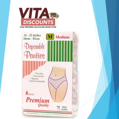 Pan-Mate Disposable Briefs/Panties - Size M/L/XL/XXL (6's)