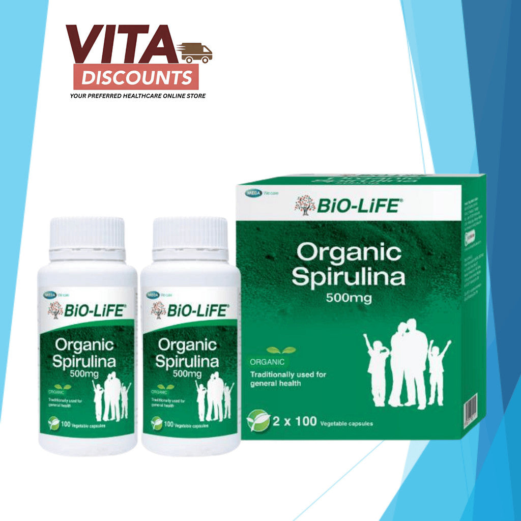 Bio-Life Organic Spirulina 500mg Caps (100's x 2 Pack) [Exp 09/2028]
