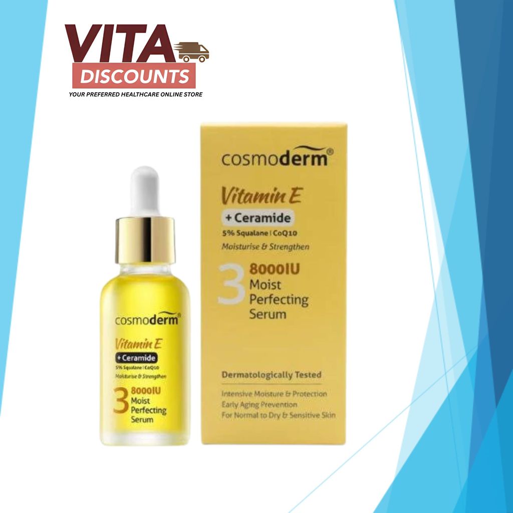Cosmoderm Vitamin E + Ceramide Moist Perfecting Serum 8000Iu (30ml) [Exp 07/2027]